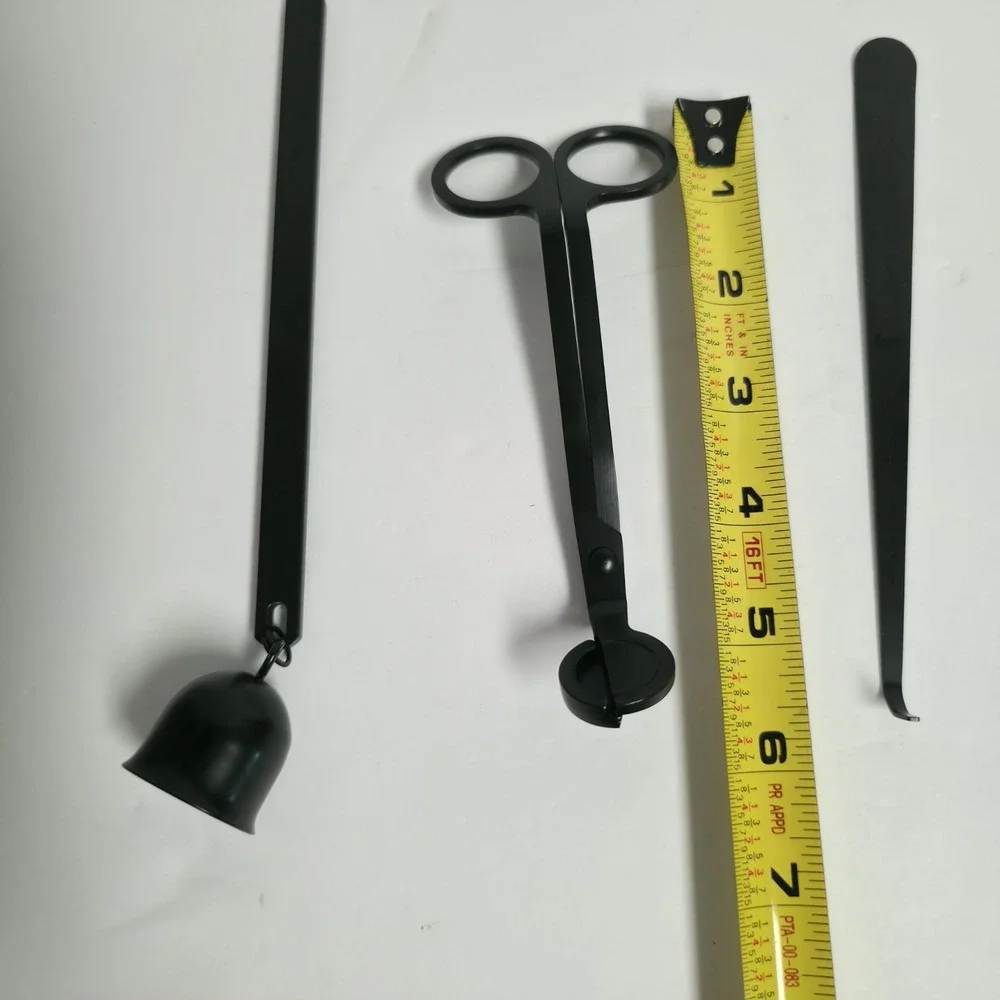 3pc Matte Black Candle Care Kit Trimmer Snuffer Wick Dipper Accessory Set New